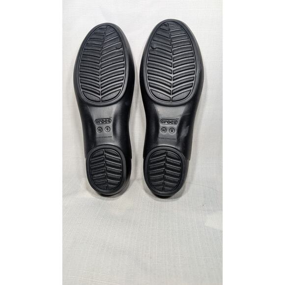 Crocs Kelli Ballet Flats Shoes Womens Sz 8 Black Cut Out Comfort Slip On 203954 - Picture 2 of 8